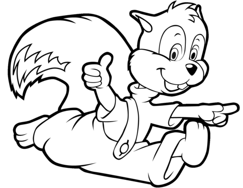 Funny Cartoon Squirrel Coloring Page